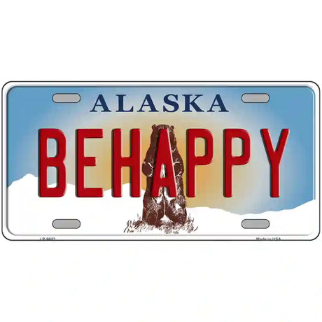 Be Happy Alaska State Novelty Metal License Plate 24" x 12" (LLP)