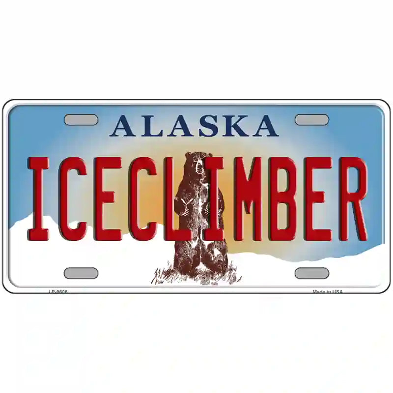 Ice Climber Alaska State Novelty Metal License Plate 24" x 12" (LLP)