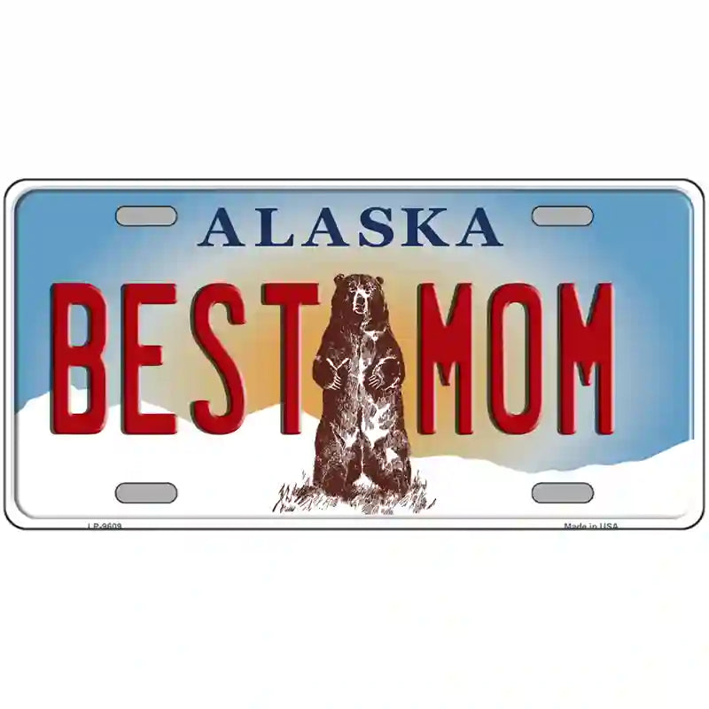 Best Mom Alaska State Novelty Metal License Plate 24" x 12" (LLP)