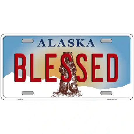 Blessed Alaska State Novelty Metal License Plate 24" x 12" (LLP)