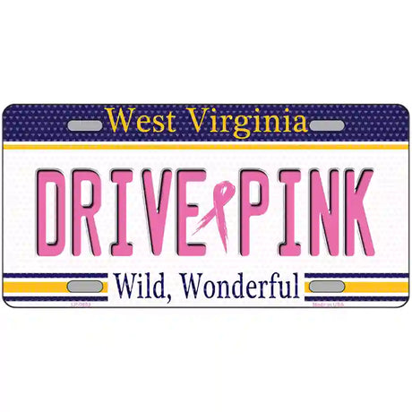 Drive Pink West Virginia Novelty Metal License Plate 24" x 12" (LLP)