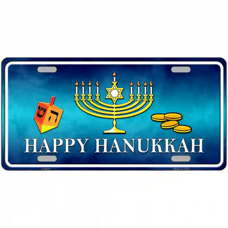 Happy Hanukkah Novelty Metal License Plate 24" x 12" (LLP)