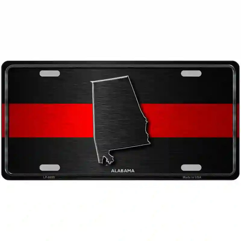 Alabama Thin Red Line Metal Novelty License Plate 24" x 12" (LLP)