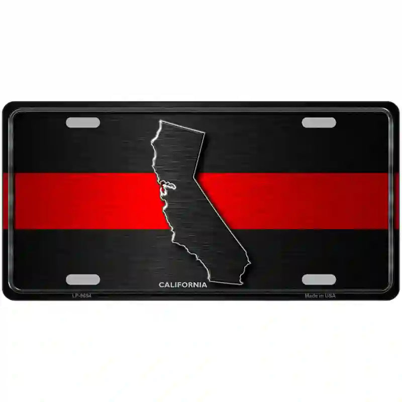 California Thin Red Line Metal Novelty License Plate 24" x 12" (LLP)