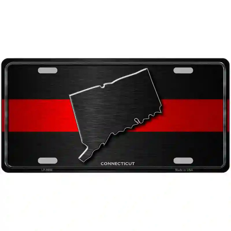 Connecticut Thin Red Line Metal Novelty License Plate 24" x 12" (LLP)