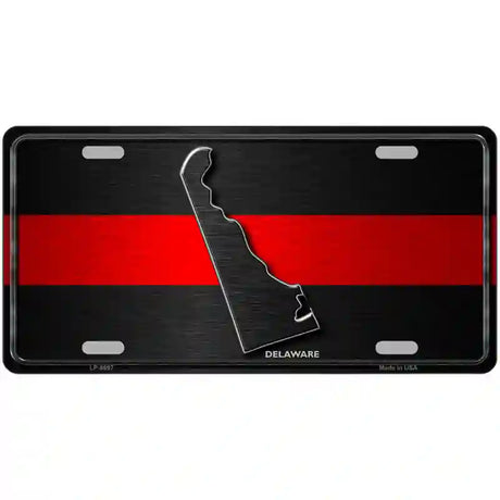 Delaware Thin Red Line Metal Novelty License Plate 24" x 12" (LLP)