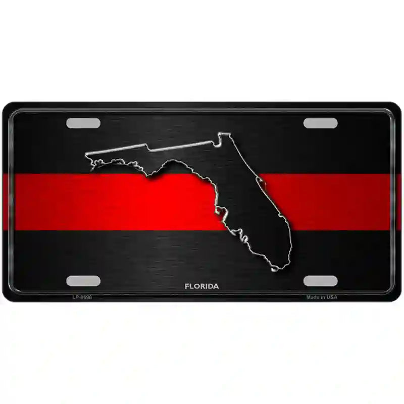 Florida Thin Red Line Metal Novelty License Plate 24" x 12" (LLP)