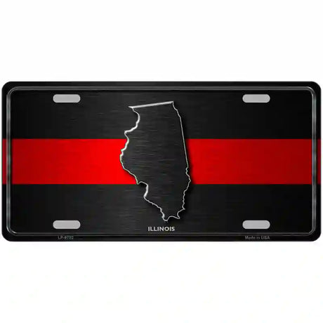 Illinois Thin Red Line Metal Novelty License Plate 24" x 12" (LLP)