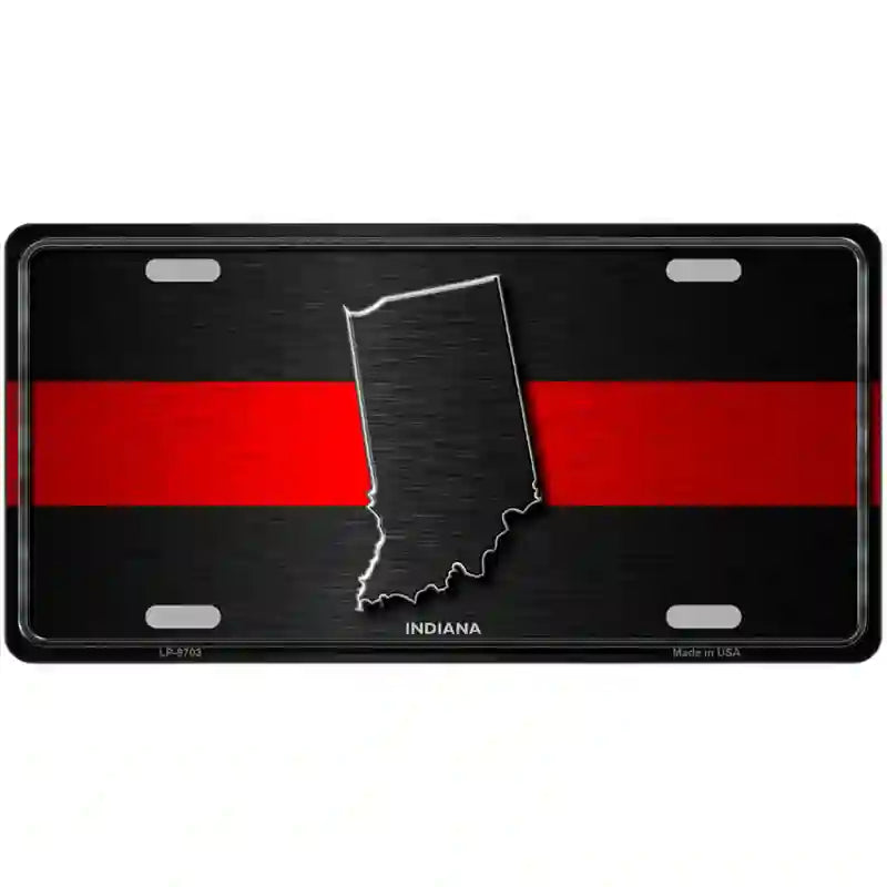 Indiana Thin Red Line Metal Novelty License Plate 24" x 12" (LLP)