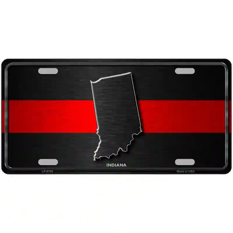 Indiana Thin Red Line Metal Novelty License Plate 24" x 12" (LLP)