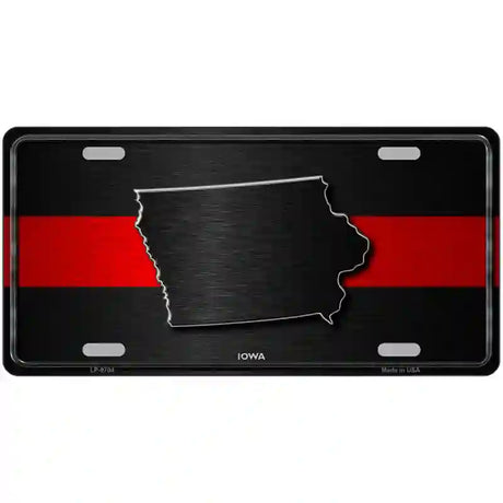 Iowa Thin Red Line Metal Novelty License Plate 24" x 12" (LLP)