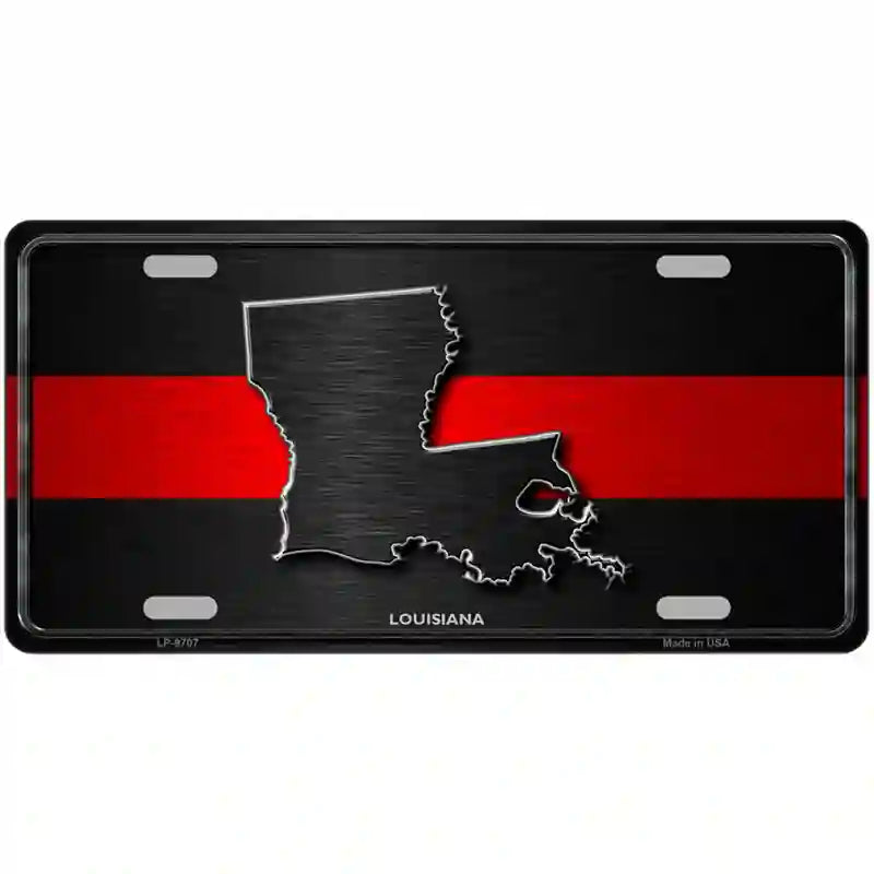 Louisiana Thin Red Line Metal Novelty License Plate 24" x 12" (LLP)