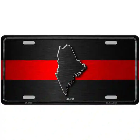 Maine Thin Red Line Metal Novelty License Plate 24" x 12" (LLP)