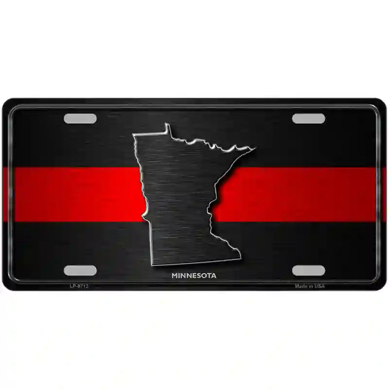 Minnesota Thin Red Line Metal Novelty License Plate 24" x 12" (LLP)