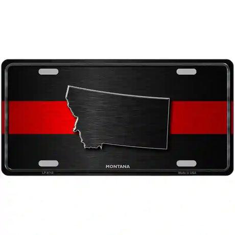 Montana Thin Red Line Metal Novelty License Plate 24" x 12" (LLP)