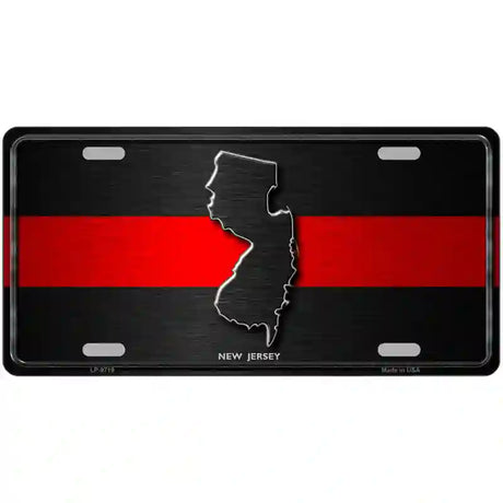 New Jersey Thin Red Line Metal Novelty License Plate 24" x 12" (LLP)