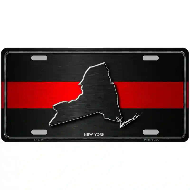 New York Thin Red Line Metal Novelty License Plate 24" x 12" (LLP)