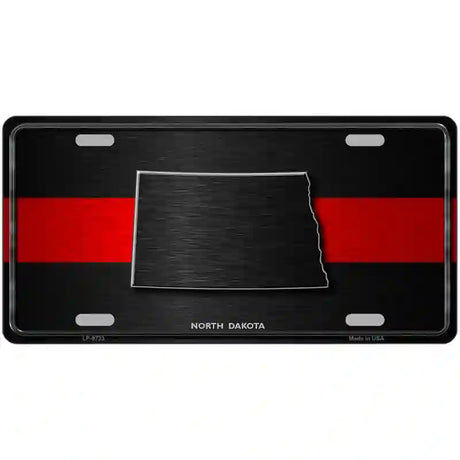 North Dakota Thin Red Line Metal Novelty License Plate 24" x 12" (LLP)