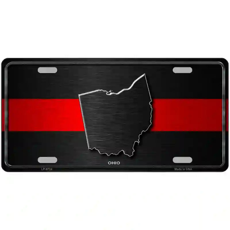 Ohio Thin Red Line Metal Novelty License Plate 24" x 12" (LLP)