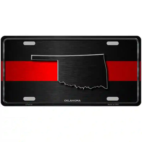 Oklahoma Thin Red Line Metal Novelty License Plate 24" x 12" (LLP)