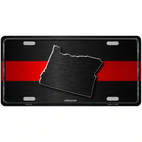 Oregon Thin Red Line Metal Novelty License Plate 24" x 12" (LLP)