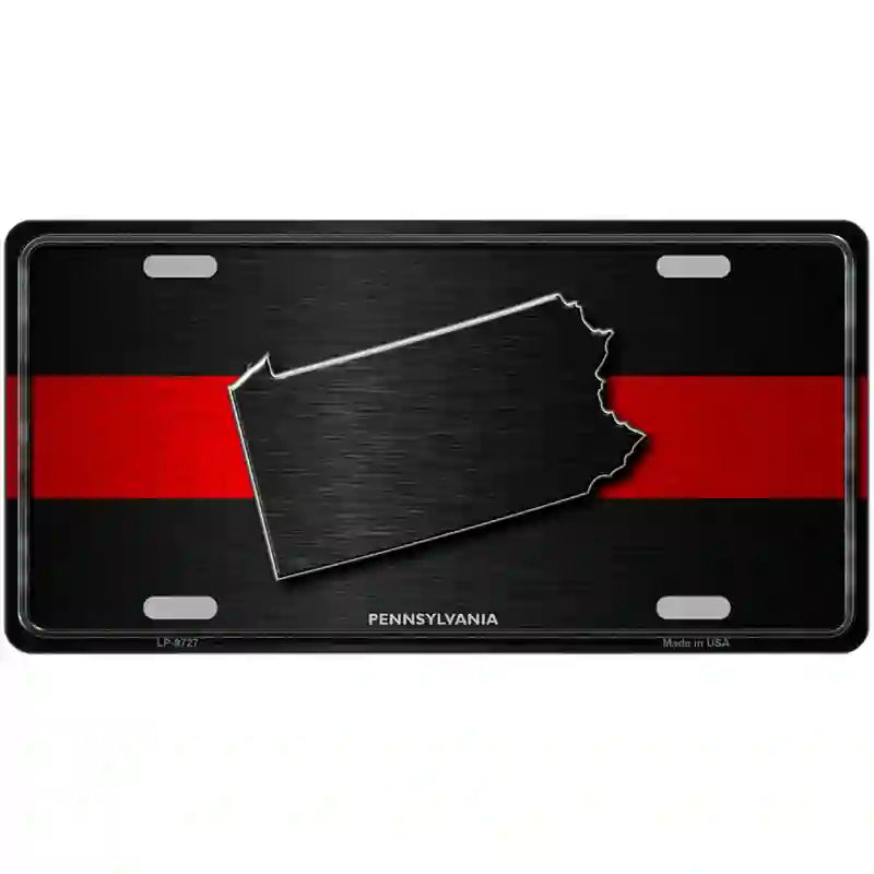 Pennsylvania Thin Red Line Metal Novelty License Plate 24" x 12" (LLP)