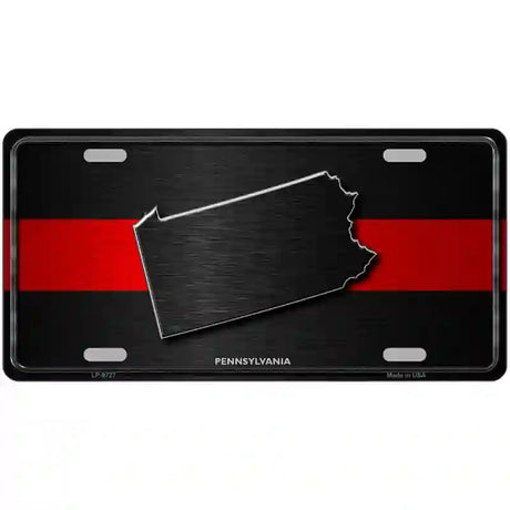 Pennsylvania Thin Red Line Metal Novelty License Plate 24" x 12" (LLP)