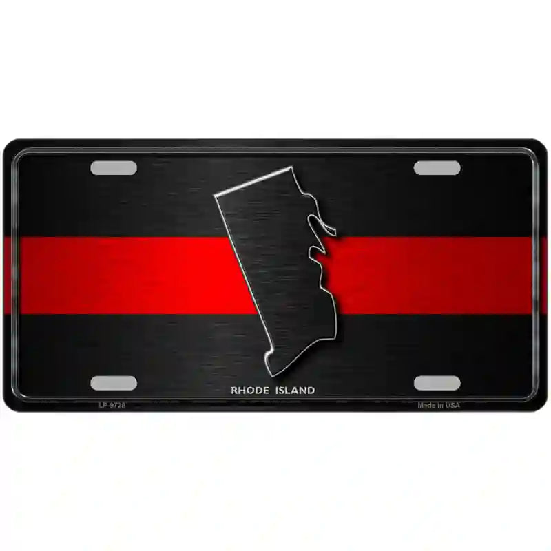 Rhode Island Thin Red Line Metal Novelty License Plate 24" x 12" (LLP)