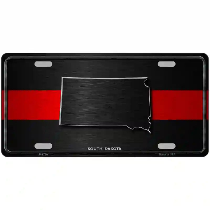 South Dakota Thin Red Line Metal Novelty License Plate 24" x 12" (LLP)