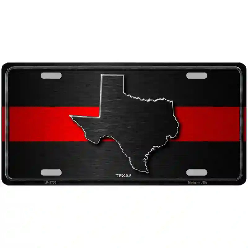 Texas Thin Red Line Metal Novelty License Plate 24" x 12" (LLP)