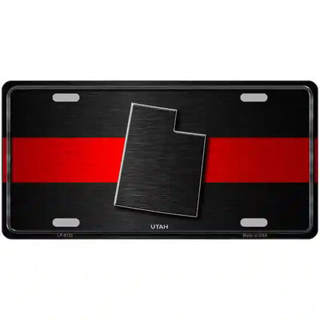 Utah Thin Red Line Metal Novelty License Plate 24" x 12" (LLP)