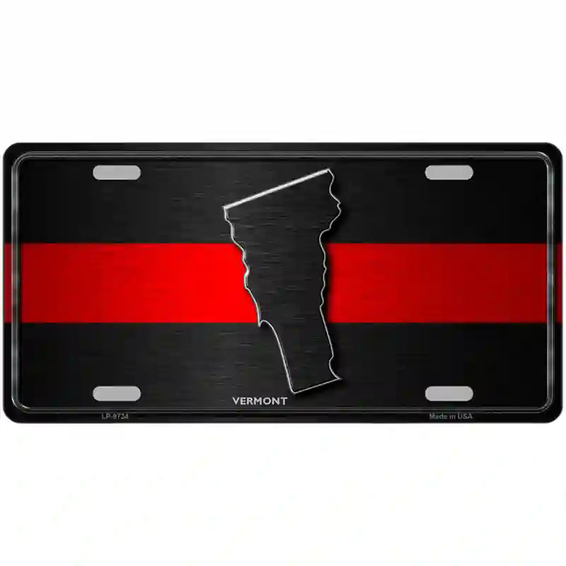 Vermont Thin Red Line Metal Novelty License Plate 24" x 12" (LLP)