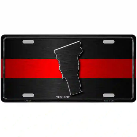 Vermont Thin Red Line Metal Novelty License Plate 24" x 12" (LLP)