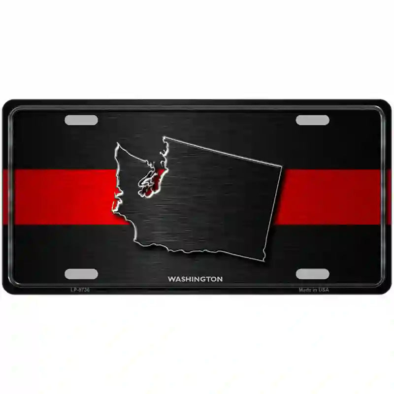 Washington Thin Red Line Metal Novelty License Plate 24" x 12" (LLP)