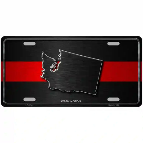 Washington Thin Red Line Metal Novelty License Plate 24" x 12" (LLP)