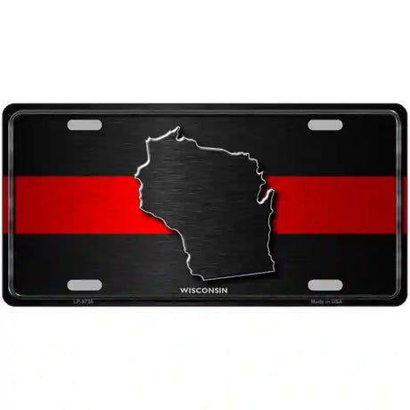 Wisconsin Thin Red Line Metal Novelty License Plate 24" x 12" (LLP)