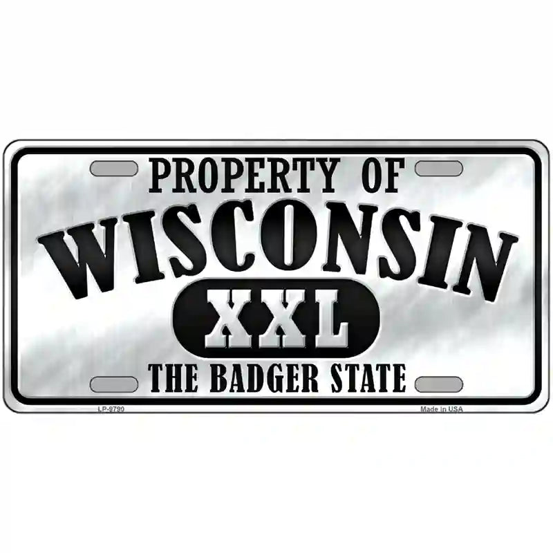 Property Of Wisconsin Novelty Metal License Plate 24" x 12" (LLP)