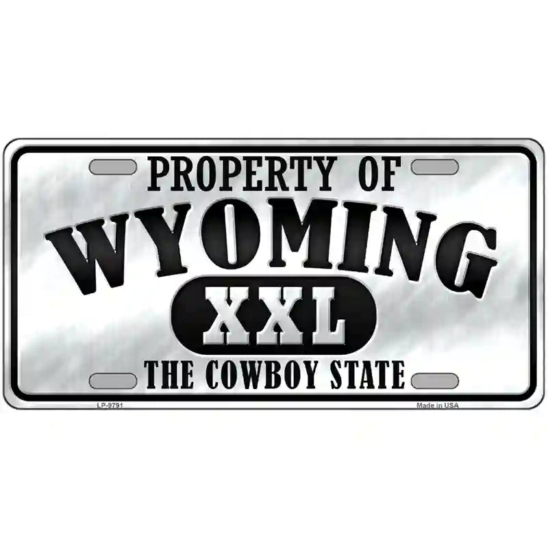 Property Of Wyoming Novelty Metal License Plate 24" x 12" (LLP)