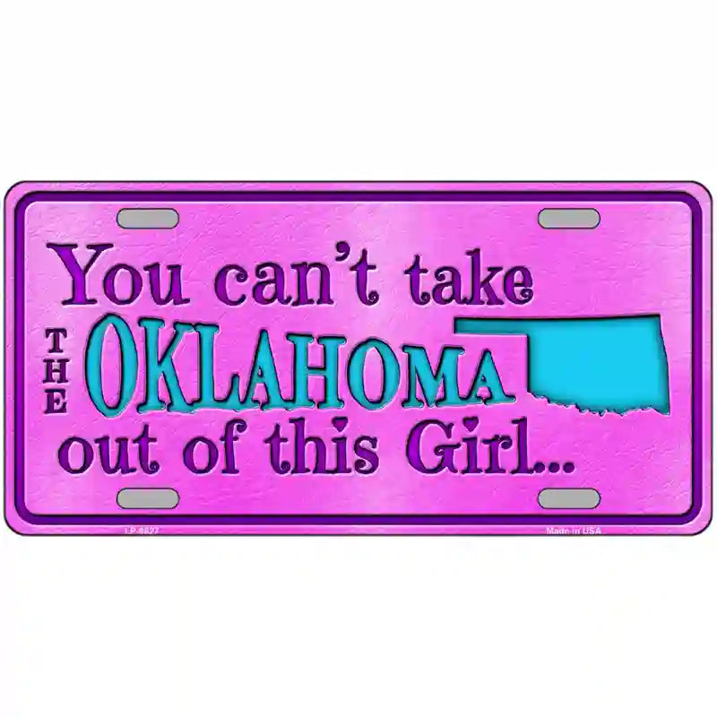 Oklahoma Girl Pink Novelty Metal License Plate 24" x 12" (LLP)