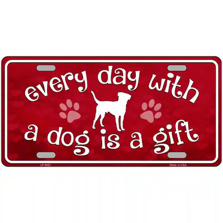 Dog Is A Gift Novelty Metal License Plate 24" x 12" (LLP)