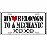 Heart Belongs To Mechanic Novelty Metal License Plate 24" x 12" (LLP)