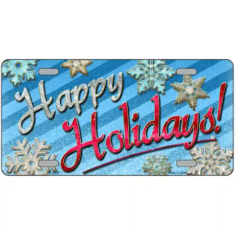 Happy Holidays Snowflakes Metal Novelty License Plate 24" x 12" (LLP)