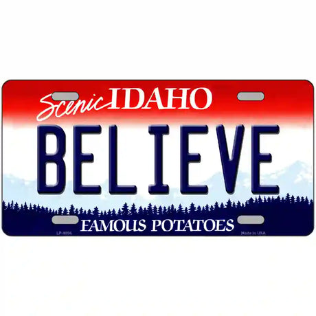 Believe Idaho Metal Novelty License Plate 24" x 12" (LLP)