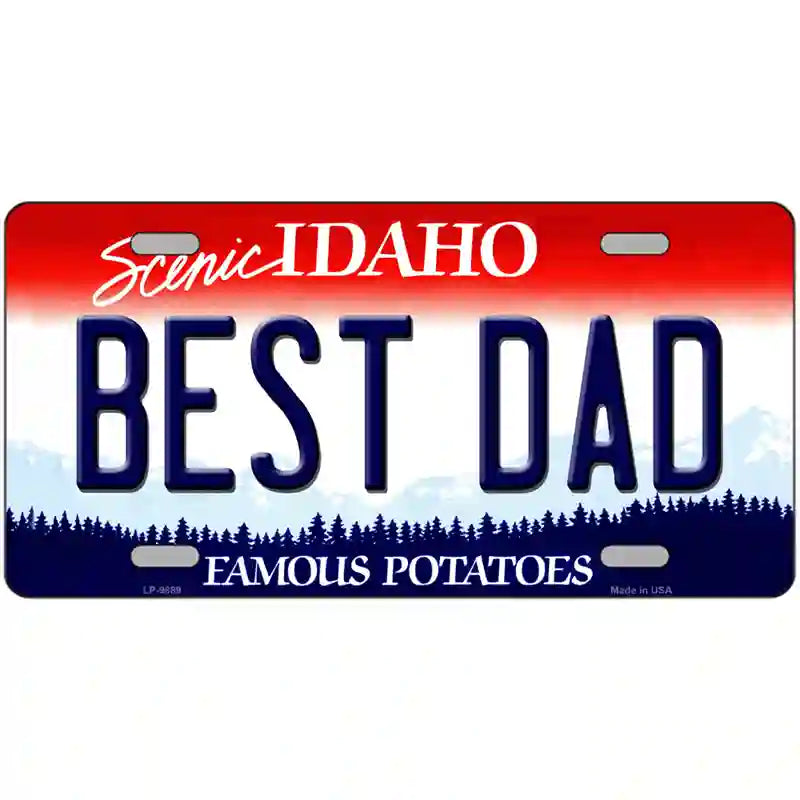 Best Dad Idaho Metal Novelty License Plate 24" x 12" (LLP)