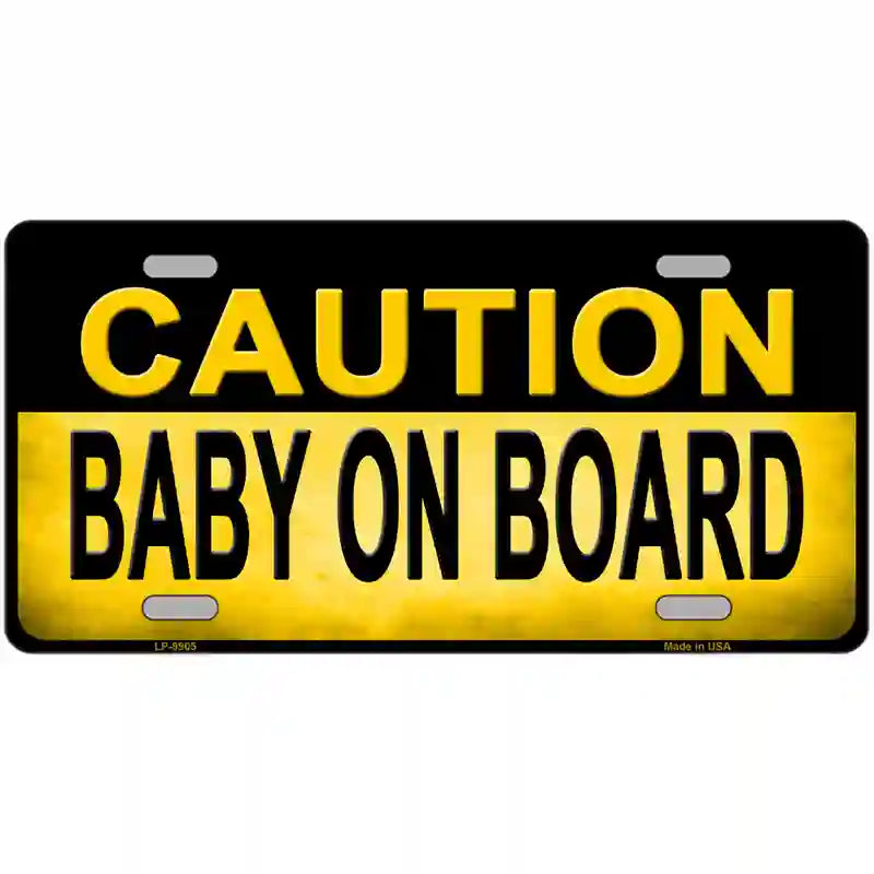 Caution Baby On Board Metal Novelty License Plate 24" x 12" (LLP)