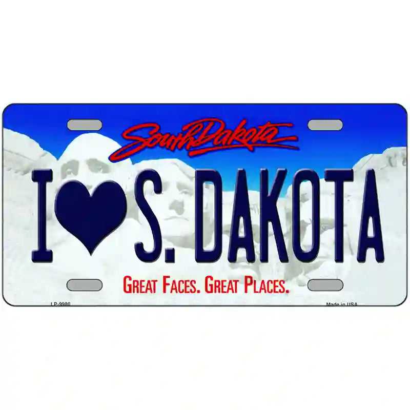 I Love South Dakota Metal Novelty License Plate 24" x 12" (LLP)