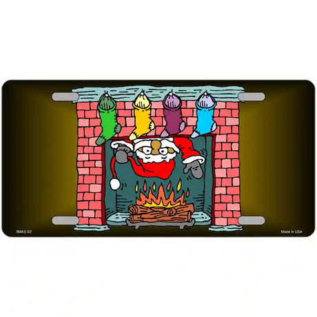 Santa Chimney Metal Novelty License Plate 24" x 12" (LLP)