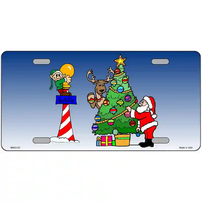 Santa Elf Tree Metal Novelty License Plate 24" x 12" (LLP)