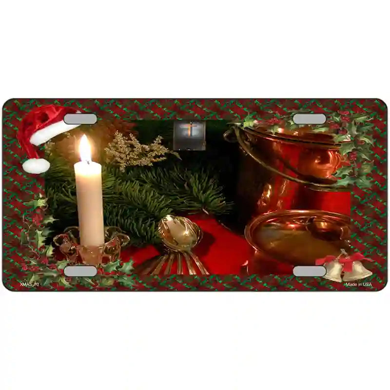 Wreath And Candle Metal Novelty License Plate 24" x 12" (LLP)