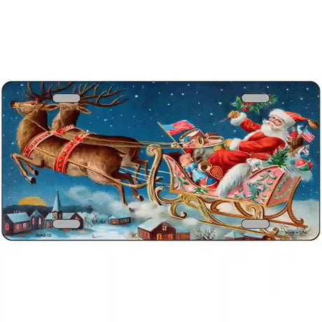 Santa Sleigh Metal Novelty License Plate 24" x 12" (LLP)